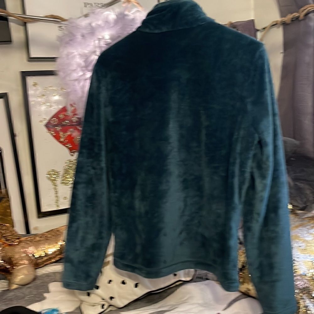 Athleta large emerald green mandarin collar half zip pullover fleece sweatshirt - Picture 5 of 7